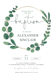 BP010 Baptism Greenery Invitation design preview