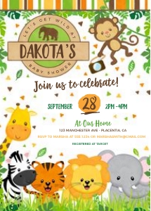 Safari BS Invitation - 5x7"- #374: Safari BS Invitation - 5x7"- #374
