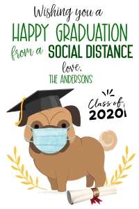 Pug Card Graduation - No fold: Pug Card Graduation C002