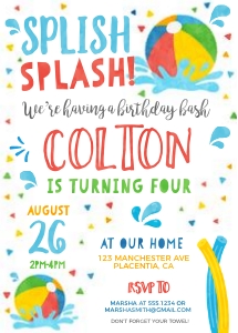 Pool Party Birthday invitation - 5x7"- 427 (OI) design preview