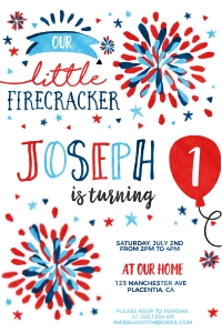 4th of July WC - 4x6": 4th of July Birthday Invite - 5x7" - 453