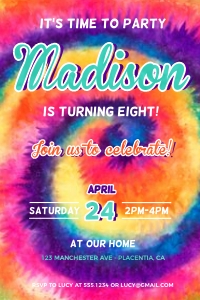Tie Dye Rainbow 4x6 - 465: Tie Dye Birthday - 465