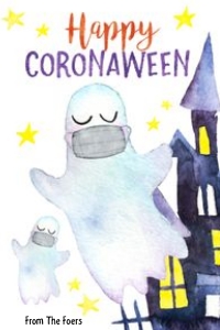 Happy Coronaween - Halloween Card - C006 - No fold: Happy Coronaween - Halloween Card - C006