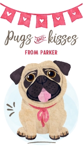 V013- Valentine Pugs and Kisses Tag: V013- Valentine Pugs and Kisses Tag