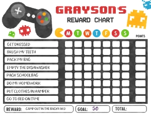 Video game Reward Chart RC002 design preview