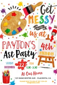 Art Party Invitation 4x6" - #478: Art Invitation #478