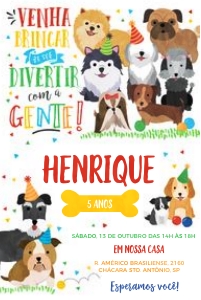 Convite Cachorrinhos 10x15cm - #468-1 design preview