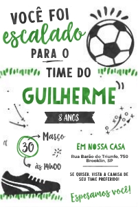 Convite Futebol 10x15cm - #442: Convite Futebol 10x15cm - #442