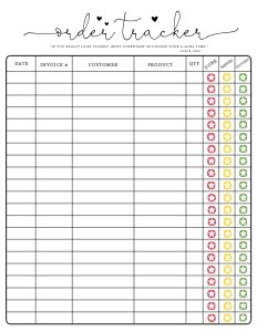 Order Tracker 8.5x11" - BU001 design preview