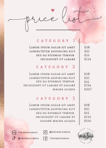 Price List 5x7" - BU004 design preview