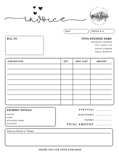 Invoice 8.5x11" - BU001 design preview