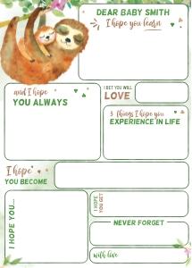 Sloth Wishes for Baby 5x7" card #226: Sloth Wishes for Baby 5x7" card #226