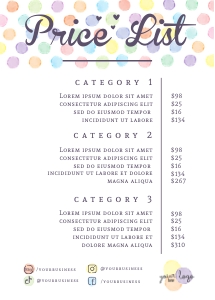 Price List 5x7" - BU011 design preview