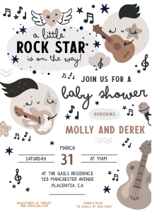 Little Rock Star Boho Baby Shower Invitation - #230 design preview