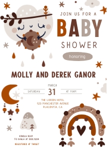 Boho Baby Shower Invitation - 5x7" - #233: Boho Baby Shower Invitation - #233