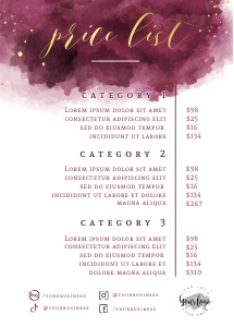 Price List 5x7" - BU013 design preview