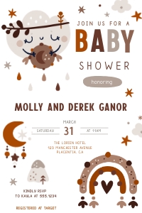 Boho Baby Shower Invitation - 4x6" - #233: Boho Baby Shower Invitation - #233