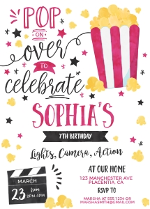 Popcorn Movies Invite - 5x7"- #504: Popcorn Movies Invite - 5x7"- #504