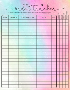 Order Tracker 8.5x11" - BU020 design preview