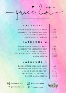Price List 5x7" - BU020 design preview