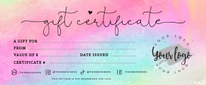 Gift certificate 8.5x3.5" - BU020: Gift certificate 8.5x3.5" - BU020