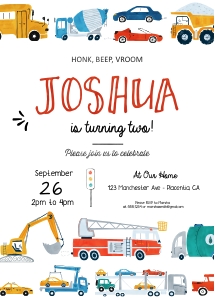 Transportation Invitation - 5x7"- #509-2: Transportation Invitation - 5x7"- #509-2