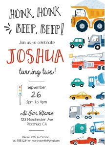 Transportation Invitation - 5x7"- #509: Transportation Invitation - 5x7"- #509