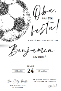 Convite Futebol Minimalista 10x15cm - #512: Convite Futebol Minimalista 10x15cm - #512