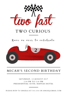 Two Fast Invitation - 5x7"- #514: Two Fast Invitation - 5x7"- #514