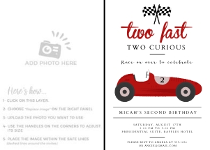 Two Fast Photo Invitation - 5x7"- #514: Two Fast Photo Invitation - 5x7"- #514