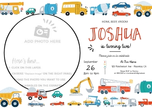 Transportation Photo Invitation - 5x7"- #509-2: Transportation Photo Invitation - 5x7"- #509-2