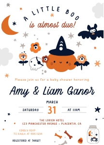Halloween Baby Shower Invitation - 5x7" - #516: Halloween Baby Shower Invitation - 5x7" - #516