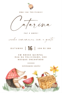 Convite Picnic - 10x15cm - #524: Convite Picnic - 10x15cm - #524