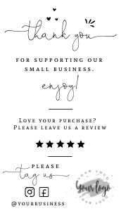 Thank you Business Card Insert 3.5x2" Vertical - BU001: Thank you Business Card Insert 3.5x2" Vertical - BU001