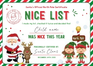 Santa's Nice List Certificate - 5x7": Santa's Nice List Certificate - 5x7"