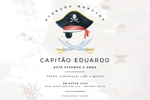 Convite Pirata - 10x15 - #531: Convite Pirata - 10x15 - #531