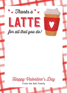 Valentines Thanks a Latte Gift Card holder - X006 design preview