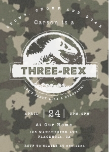 Three-Rex Invitation - 5x7" - #449: Three-Rex Invitation - 5x7" - #449