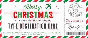 Christmas Boarding Pass Gift Voucher 8x3.5 - #198 design preview