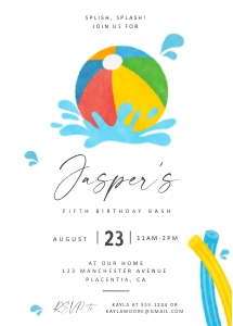Pool Party Birthday Invitation - 5x7" - #427: Pool Party Birthday Invitation - 5x7" - #427