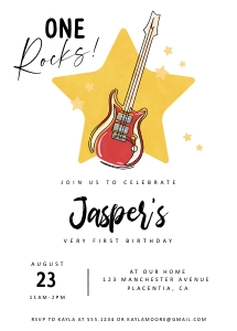 Guitar Birthday Invitation - 5x7" - #421 design preview