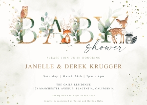 Woodland Greenery Baby Invitation - 5x7" - #418: Woodland Greenery Baby Invitation - 5x7" - #418