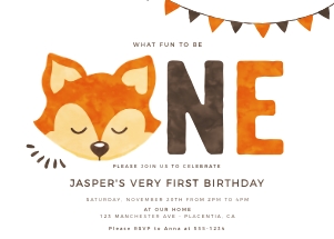 Fox 1st Birthday - 5x7"- #458: Fox 1st Birthday - 5x7"- #458