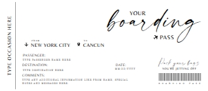 Minimalist Boarding Pass Gift Voucher 8x3.5 - #195: Minimalist Boarding Pass Gift Voucher 8x3.5 - #195