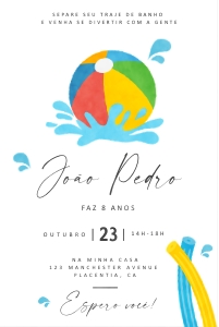 Convite Pool Party 10x15cm - #427-2 design preview