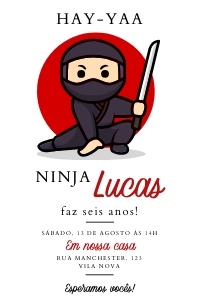 Convite Ninja 10x15cm - #515: Convite Ninja 10x15cm - #515