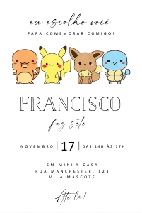Convite Pokemon - 10x15" - #405 design preview