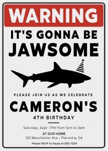 Shark Danger Invitation - #402b: Shark Danger Invitation - #402b
