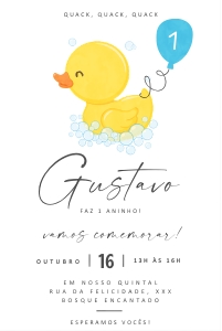 Convite Patinho - 10x15cm - #429: Convite Patinho - 10x15cm - #429