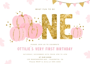 Gold Pumpkin Invitation FB - #470: Gold Pumpkin Invitation FB - #470